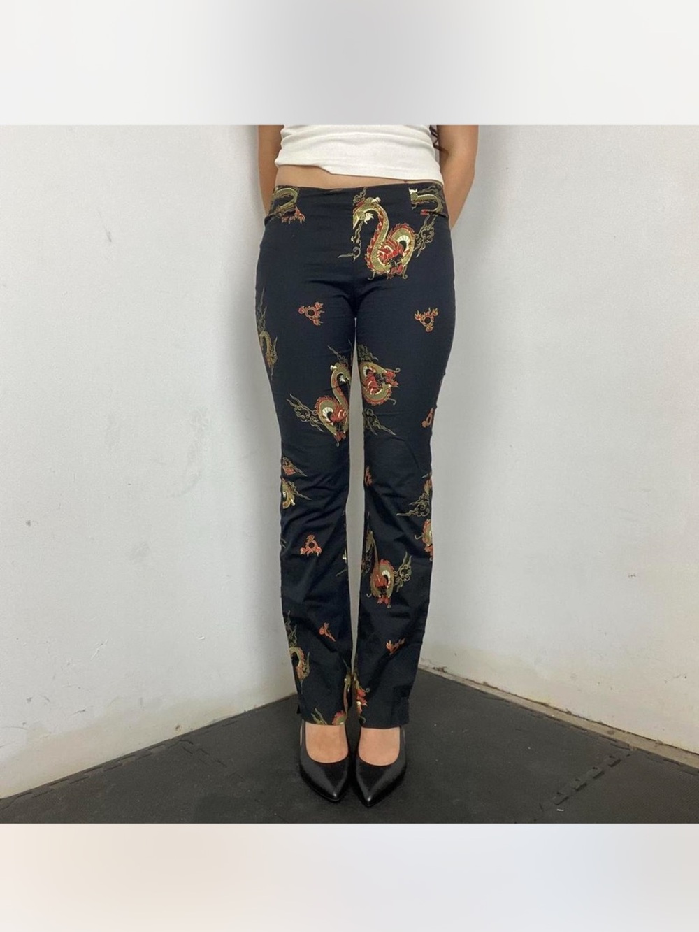 Y2K silk dragon pants
